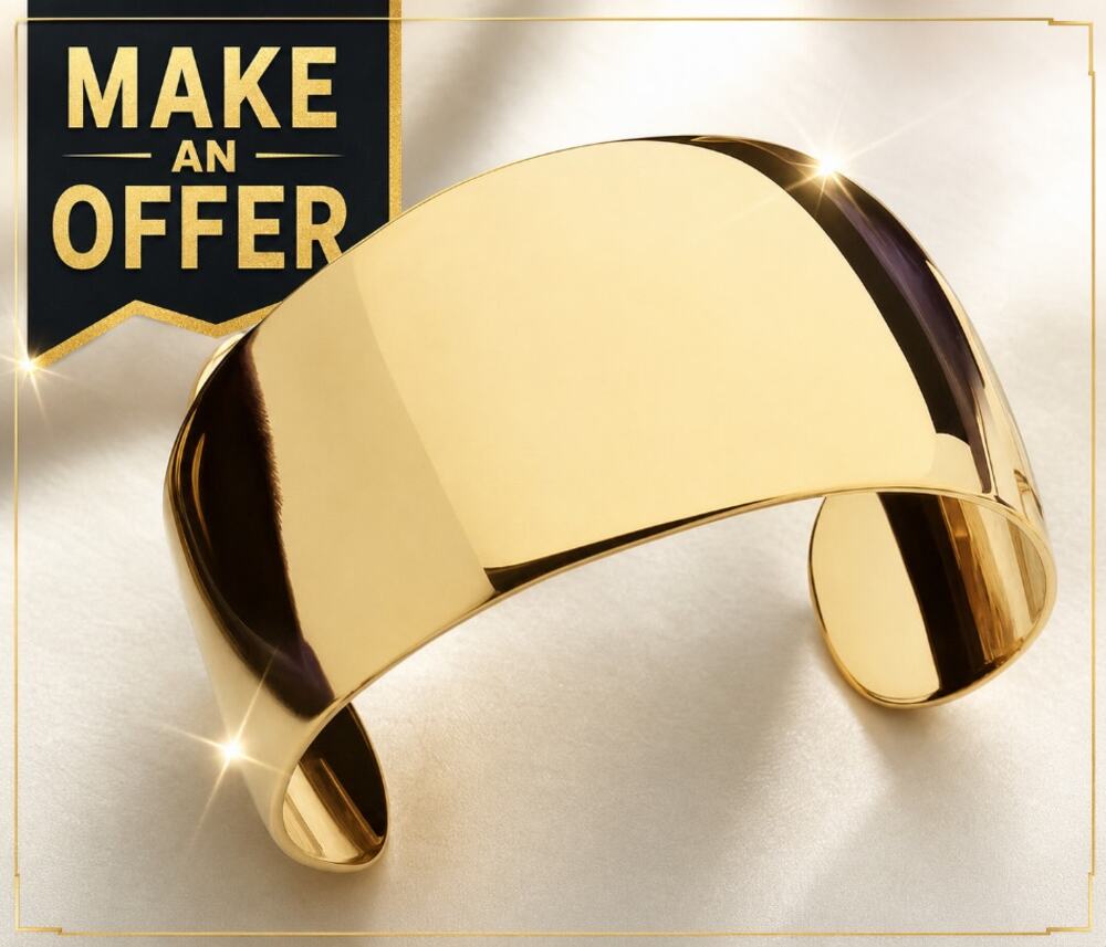 Vintage Park Lane "Bold Beauty" Wide Gold Tone Cuff Bracelet NOS NEW